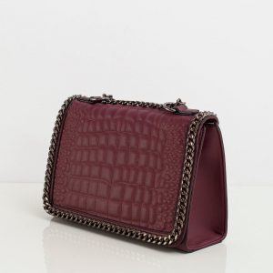 Burgundy eco-leather shoulder bag