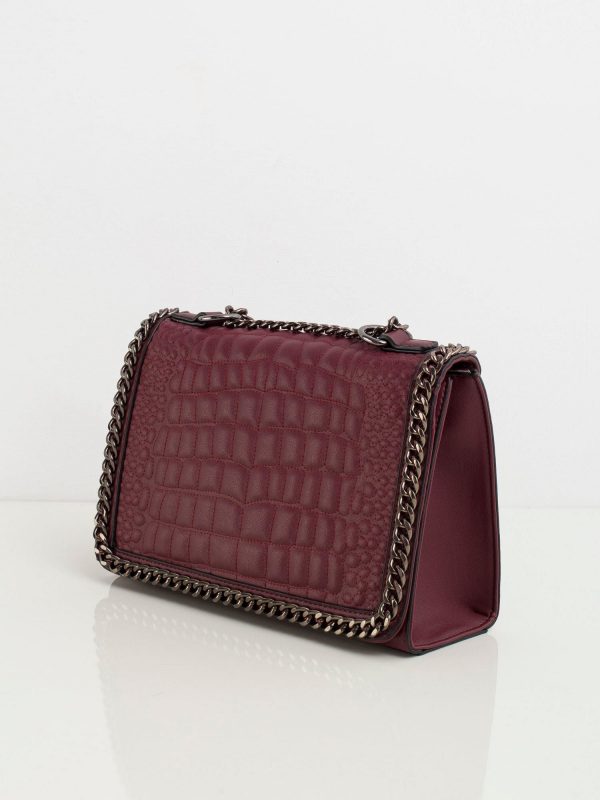 Burgundy eco-leather shoulder bag