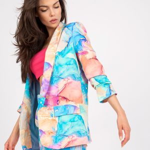 Blue Women's Colorful Pattern Blazer