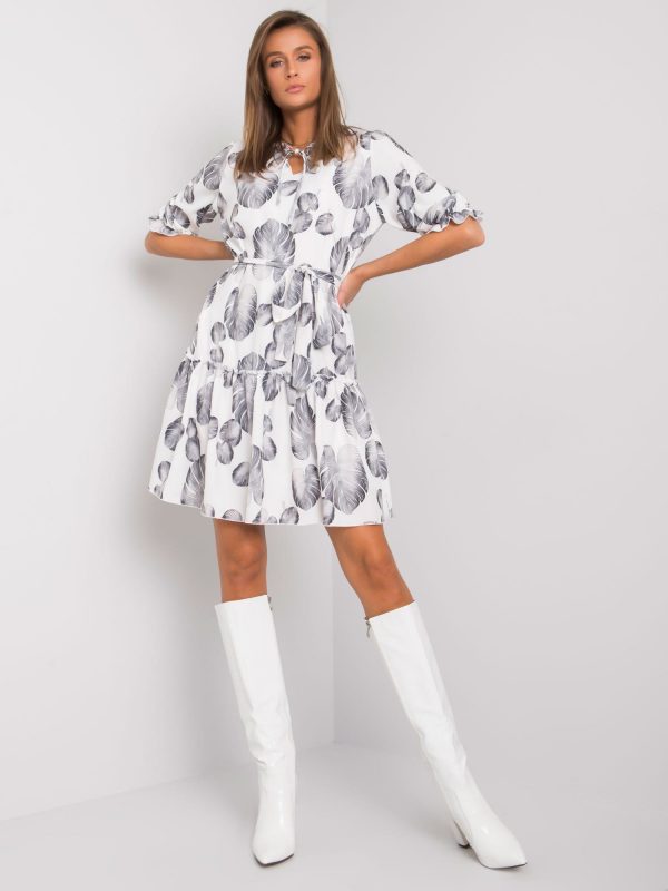 White and grey Cicely print dress