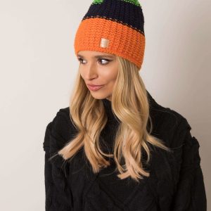 Orange-navy blue winter hat RUE PARIS