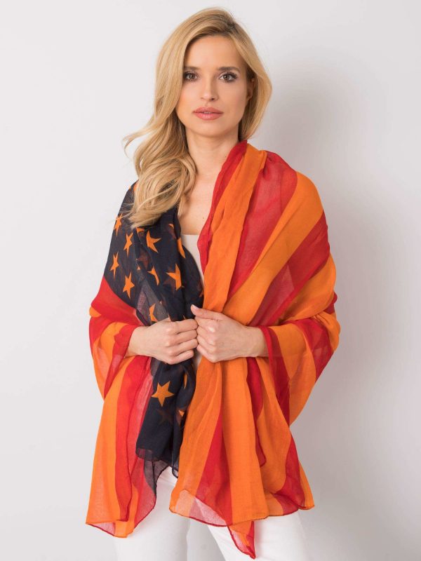 Red-orange wrap with print