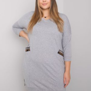 Grey melange plus size dress with Susan pockets