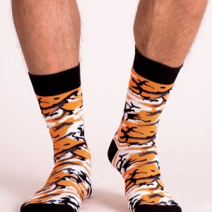 Black and orange men's camouflage socks