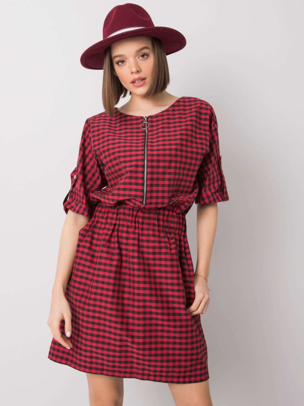 Aurelie RUE PARIS red and black checkered dress