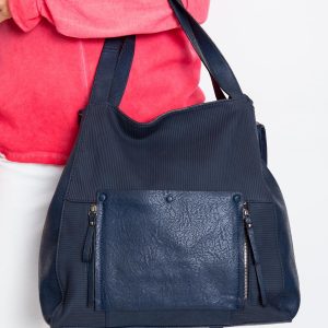 Navy blue large eco leather bag