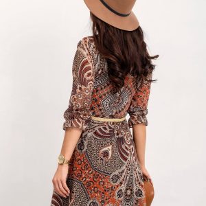 RUE PARIS Brown and beige dress Smile