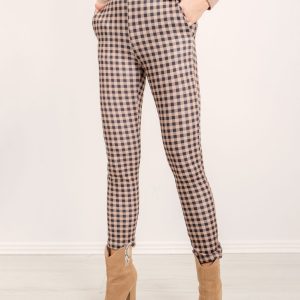 BSL Beige and Black Plaid Trousers