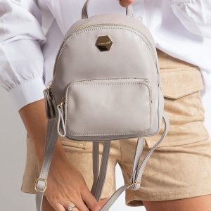 Grey eco-leather women's backpack