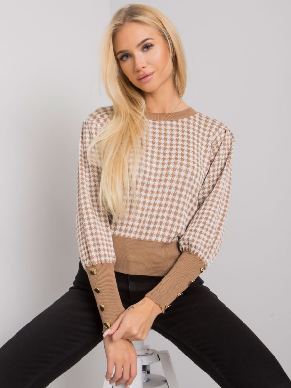 Dark beige houndstooth sweater Weston RUE PARIS