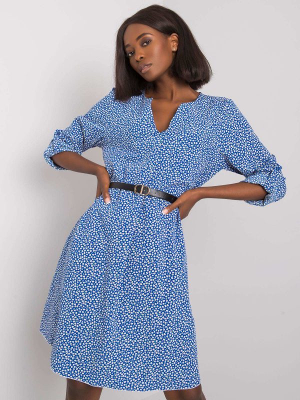 Dark blue patterned dress Nedra