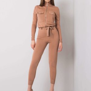 Brown knitted jumpsuit Johanna RUE PARIS