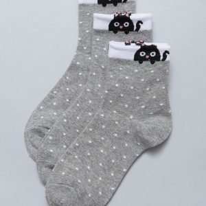 Gray polka dot socks 3-pack