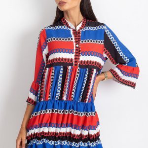 RUE PARIS Red and blue Blair dress