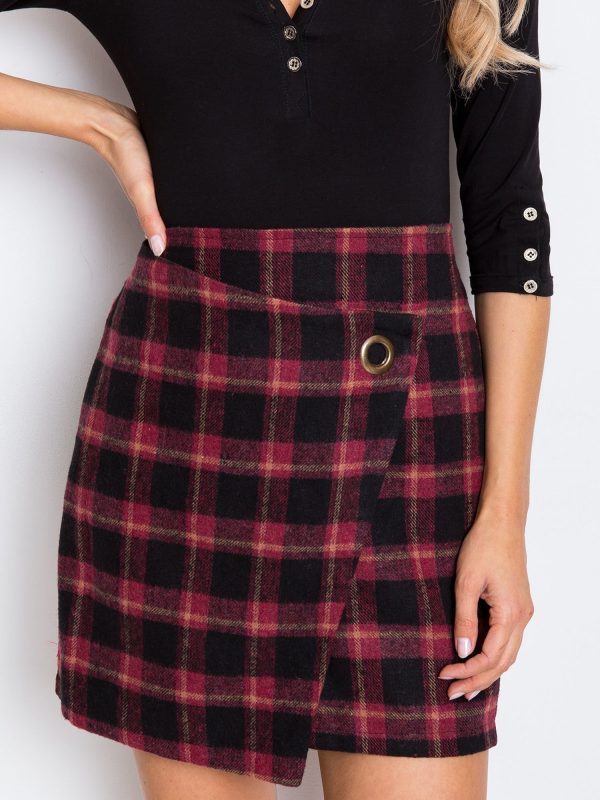 RUE PARIS Burgundy and black Victory skirt