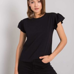 Ansley RUE PARIS black cotton blouse