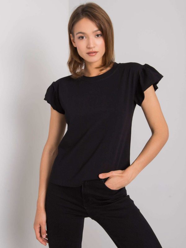 Ansley RUE PARIS black cotton blouse