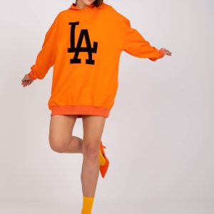 Orange sweatshirt with hoodie and pockets