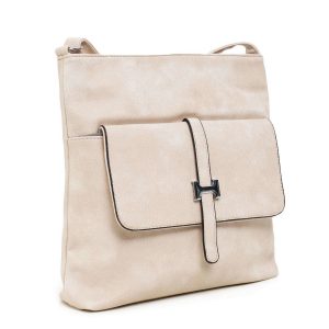 Light beige handbag with flip