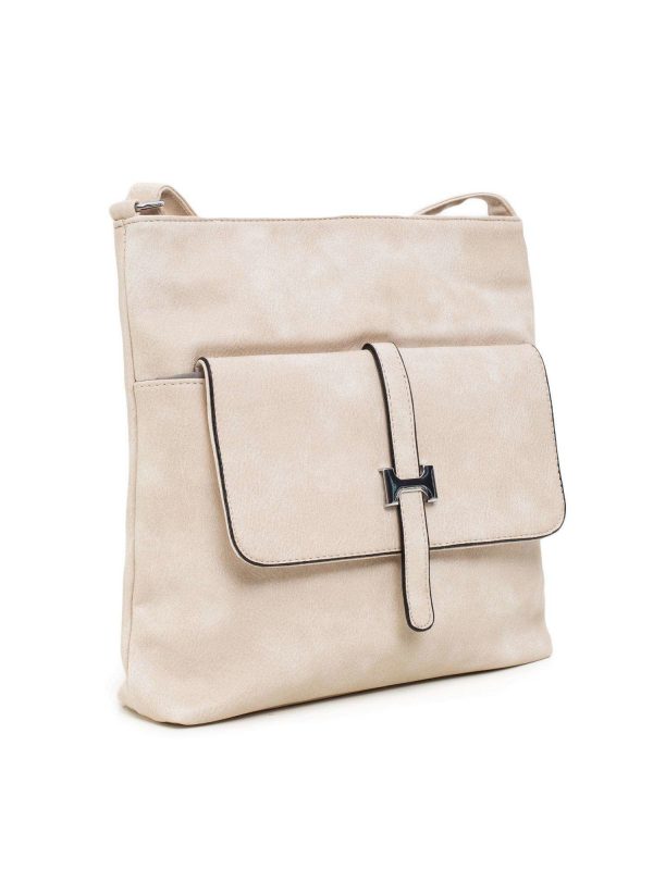 Light beige handbag with flip