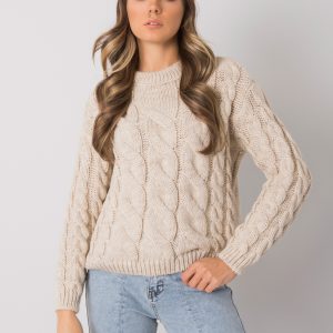 Light beige women's sweater with braids Florianna RUE PARIS