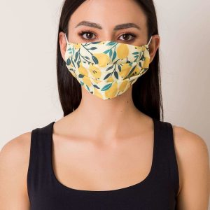 Yellow and green protective mask with print