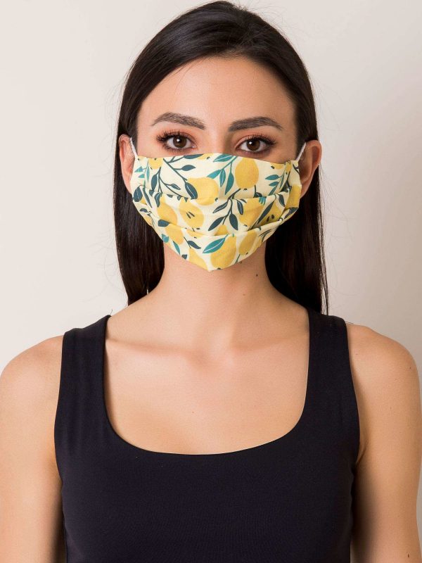 Yellow and green protective mask with print