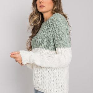 Green-ecru women's knitted sweater Bergerac RUE PARIS