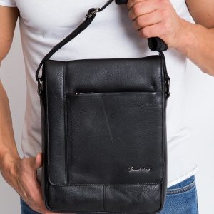 Black Rectangular Men's Leather Bag