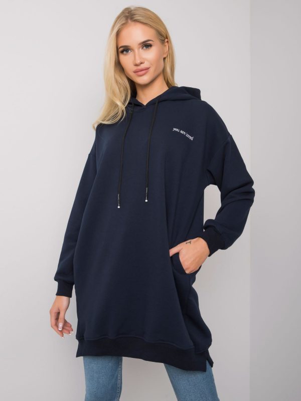 Navy blue sweatshirt with pockets Indira