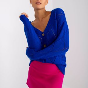 Elisabete RUE PARIS Women's Cobalt Button Sweater