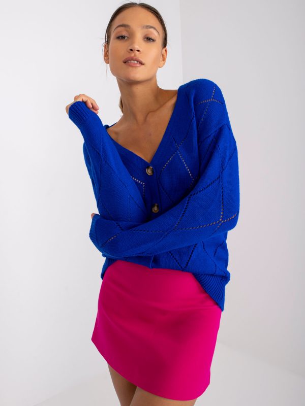 Elisabete RUE PARIS Women's Cobalt Button Sweater