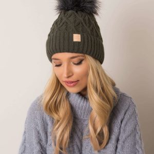 Khaki hat with pompom RUE PARIS