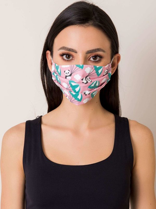 Pink protective mask with print