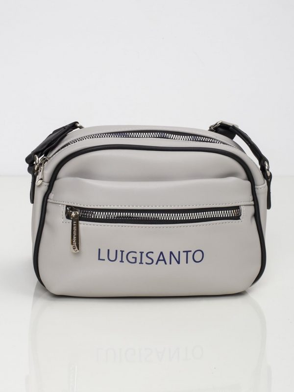 Light gray small handbag with inscription