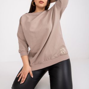 Dark beige plus size cotton blouse Odile