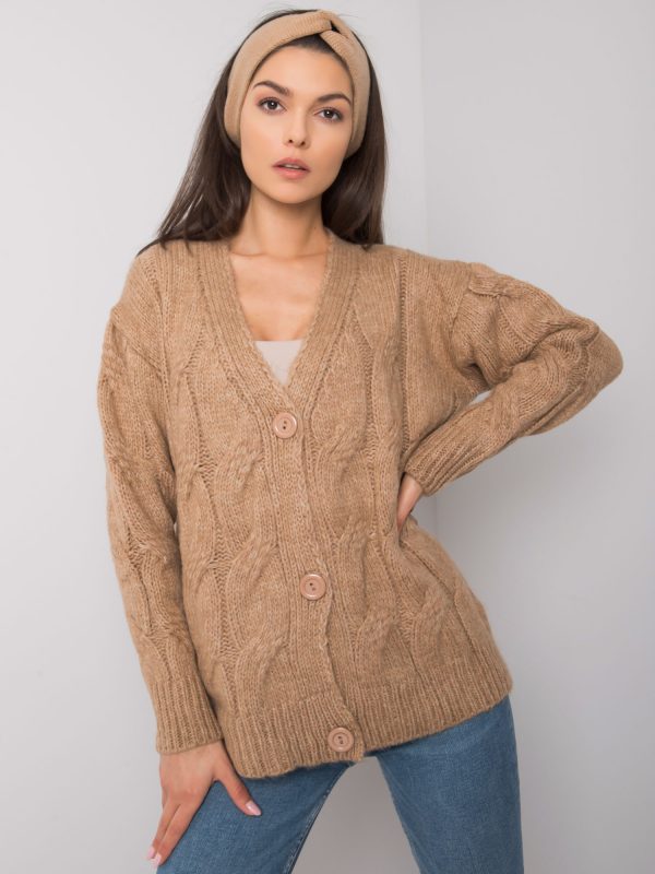 Dark beige cardigan with braids Nashville RUE PARIS