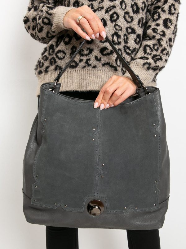 Grey imitation leather handbag