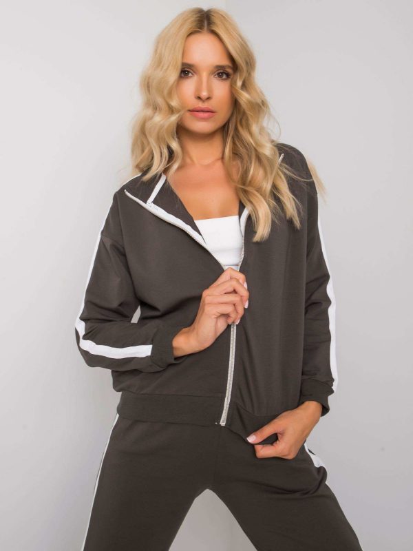 Dark khaki women's set with stripes Aliana