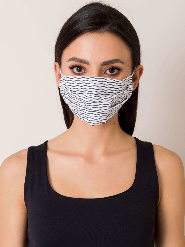 White and black striped face mask