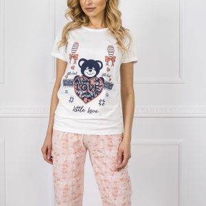 White and Peach Print Pyjamas