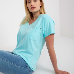 Mint cotton t-shirt plus size with pocket