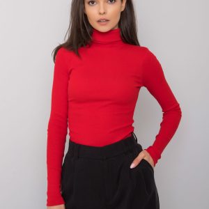 Red ribbed turtleneck blouse Elisee RUE PARIS