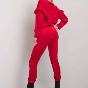 Red two-piece velour set Sissy