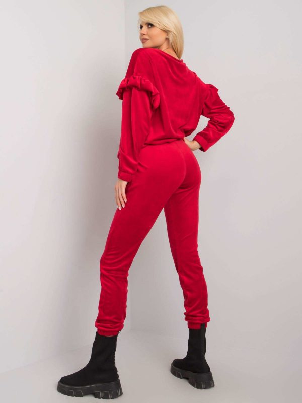 Red two-piece velour set Sissy