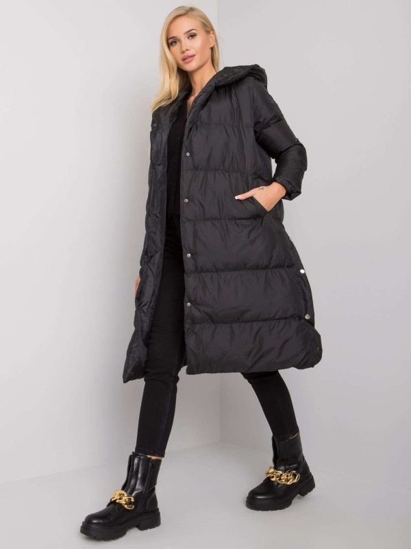 Black quilted jacket with hood Starlet