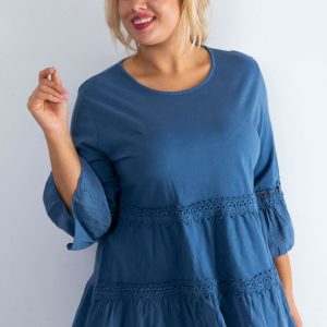 Dark blue boho tunic PLUS SIZE