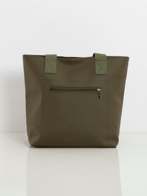 Khaki-green bag made of eco-leather