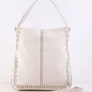 Cream women's bag with applique