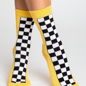 Yellow Printed Ladies Socks